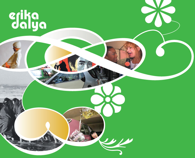 A collage of images from and about Erika Dalya's work